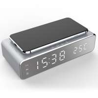 Custom Logo Desktop Smart Charging Stand Alarm Clock 5W Qi 3 in 1 Wireless Charger Station